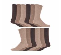 KDMD Men's 12 Pairs Iomi Footnurse Diabetic Socks in Beige | Size: 6-11 KDMD Beige 6-11