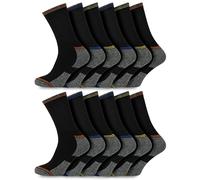 12 Pairs Mens Heavy Duty Work Casual Socks Size 6-11 Cotton Rich - Cushioned Support