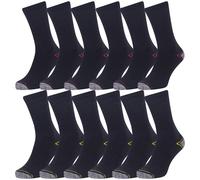 Iron Mountain Men's Work Socks 12 Pack - Heavy Duty Cushioned Workwear Socks with Padded Heel & Toe, Breathable Cotton Thermal Work Boot Socks (Black, UK 6-11 / EU 39-45)