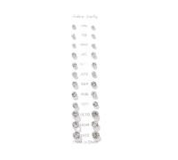 12 Pairs Monthly Stud Earrings Set - Rhinestone & Pearl Ear Studs for Women, Colorful Multi - Style Earrings for Daily Wear, Party, Gift, Cubic Zirconia, No Gemstone