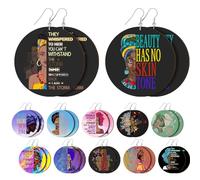 12 Pairs Motivational Ethnic Earrings Hispanic Heritage Month Earrings Spanish Wood Dangle African American Jewelry for Black Women, mainly acrylic, mainly acrylic
