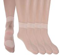 12 Pairs Nylon Socks Women Ankle Sheer Pop Socks 20 Denier Ankle High Transparent Sock with Anti-Slip Pads on Foot Bottom for Sandals, High Heels, Nude