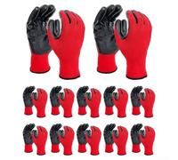 12 Pairs Nylon Work Gloves With Latex Coating, Seamless Knit For Grip And Dexterity, Protective Handwear For Gardening, Diy, Assembly, Auto Repair And Warehouse Tasks