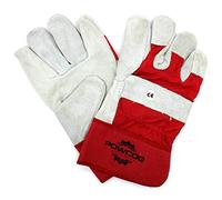 12 Pairs of Leather Rigger Safety Work Gloves | Heavy Duty | Red/Grey by POWCOG