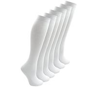 12 Pairs of Natural Bamboo Knee High Socks, Women's Children's Soft Touch Long back to School Socks for Girls and Ladies (12-3 Girls, WHITE)