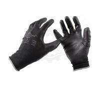 12 Pairs of 'POWCOG' PU Safety Work Gloves PPE | Black | Medium | Perfect for Gardening Mechanics Warehouse DIY