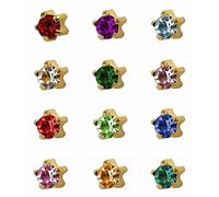 12 Pairs of Studex Ear Piercing Birthstones Gold Plated Stud Earrings Mini 2mm Claw Setting