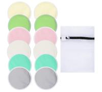 12 Pairs Organic Bamboo Nursing Pads, Reusable Breast Pads for Breastfeeding, Washable Nursing Pads Soft Absorbent Breast Pads Maternity with 1 Mesh Bag (6 Colors)