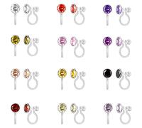 12 Pairs Plastic Clip On Earrings for Non Pierced Ears, Invisible Clip On Earrings Set for Women, 5 mm, Acrylic, Cubic Zirconia