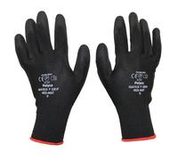 12 Pairs - POLYCO Matrix P Grip - Black PU Gloves Size 9 Large Gardening Work Mechanic Builders PPE Grip