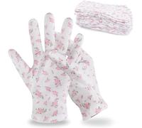 12 Pairs Premium 100% Cotton Gloves | Dry Hands & Eczema |Overnight Lotion & Spa Treatment for Women & Men | Reusable|Floral Pattern (Floral)