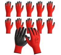 12 Pairs Red And Black Worker Gloves Handling Safety Work Gloves General handling, Builders Construction, Engineering, Maintenance, Material Handling, Packing Warehouse (Red an black 12, Extra Large)