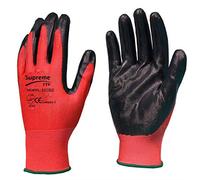 12 Pairs Red Black Nitrile Coated Nylon Safety Builders Work Gloves Construction Mechanic Grip (Size - XL / 10)
