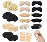 12 Pairs Self-Adhesive Heel Cushion Pads & Grips, 6 Style Gel Anti-Slip Protectors for Shoes Too Big, Breathable Inserts Prevent Blisters & Pain for Women/Men, Fit and Comfort