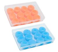 12 Pairs Silicone Ear Plugs for Sleeping Noise Cancelling Reusable Moldable Wax Earplugs for Swimming, Work, Airplane, SNR27dB(Blue, Orange)