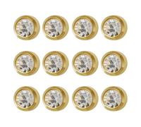 12 Pairs Studex April/Crystal Mini 2mm Gold Plated Bezel Setting Ear Piercing Stud Earrings Birthstone