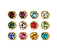 12 Pairs Studex Birthstones Large 5mm Gold Plated Bezel Setting Ear Piercing Stud Earrings