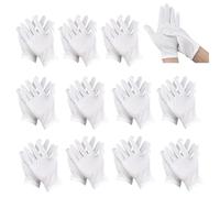 12 Pairs White Cotton Gloves for Eczema, Washable Stretchable Cotton Gloves for Dry Hands, Breathable Work Glove, Coin Jewelry Inspection and Hand Spa Moisturising Gloves for Women and Men