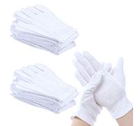 12 Pairs White Cotton Gloves - Moisturising and Breathable Work Gloves for Dry Hands and Eczema, Ideal for Jewelry, Coins, Silver, and Sensitive Surfaces