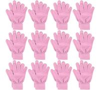 12 Pairs Winter Gloves Knit Warm Gloves Bulk Adult Stretchy Magic Gloves for Men Women Teens, Pink, Medium