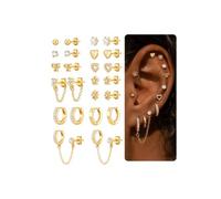 12 Pairs Women's Waterproof Stud Earrings Set Golden Silver Jewellery Gift | Women's Waterproof Stud Earrings Set Golden Silver Hoop Earrings Jewellery Gifts