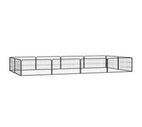 12-Panel Dog Playpen Black 100x50 cm Powder-coated Steel