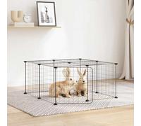 12-Panel Pet Cage with Door Black 35x35 cm Steel