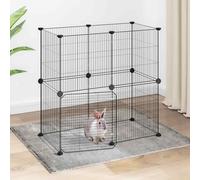 12-Panel Pet Cage with Door Black 35x35 cm Steel