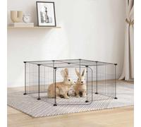 12-Panel Pet Cage with Door Black 35x35 cm Steel
