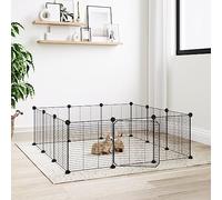 12-Panel Pet Cage with Door Black 35x35 cm Steel,Pet Dog Pen Puppy Playpen,Rabbit Run Cat Duck Cage Fence,Indoor/Outdoor Small Animal Cages Pet Carrier 82 Animals & Pet Supplies