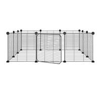 (12-panel with door, 1.5 cm) vidaXL Pet Cage with Door Black Steel Rabbit Hutch 1.5 cm/4.3 cm Multi Models