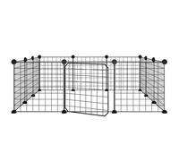 (12-panel with door, 4.3 cm) vidaXL Pet Cage with Door Black Steel Rabbit Hutch 1.5 cm/4.3 cm Multi Models