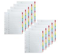 12-Part Index Folder Dividers A4 - Double-Sided Numbered Tabs on 230 µm White Card - Reinforced Mylar Colour Tabs - Multi-Punched 11-Hole A4 Ring Binder/Lever Arch File Dividers (10)