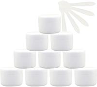 12 PC Empty 50ml Pink Plastic Cosmetic Jars with Screw Lid, 50g Small Pot with Inner Linner for Cosmetic Travel Gel Lip Balm + 5X Spatula(Bianco,30ml)
