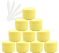 12 PC Empty 50ml Pink Plastic Cosmetic Jars with Screw Lid, 50g Small Pot with Inner Linner for Cosmetic Travel Gel Lip Balm + 5X Spatula(Geel,20ml)