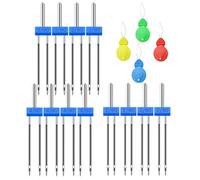 12 Pces Twin Needle Stretch Machine Needles, Sewing Machine Double Needle, Universal Double Needle for Most Sewing Machines, 3 Mixed Sizes 2.0/90, 3.0/90, 4.0/90 with 4 Threader