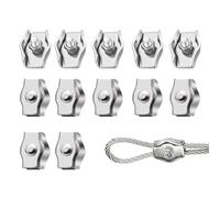 12 Pcs 1/8 Inches M3 Wire Rope Clamp, M3 Simplex Single Bolt Wire Rope Clips, 304 Stainless Steel Cable Clamp, for 2mm-3mm Rope for Guy Line Metal Fence Antenna Clothesline Rigging Hardware