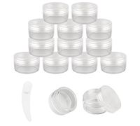 12 pcs 10 Gram/10ml Jars with 1 Mini Spatulas, Sample Pots, Mini Jars With Lids, Sample Containers Pots, For Samples, Eye Shadow Lip Balm, and Makeup (10ML, Clear)