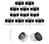 12 pcs 10 Gram/10ml Jars with 1 Mini Spatulas, Sample Pots, Mini Jars With Lids, Sample Containers Pots, For Samples, Eye Shadow Lip Balm, and Makeup (10ML, Black)