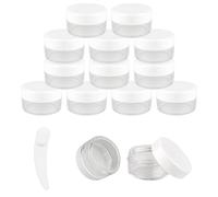 12 pcs 10 Gram/10ml Jars with 1 Mini Spatulas, Sample Pots, Mini Jars With Lids, Sample Containers Pots, For Samples, Eye Shadow Lip Balm, and Makeup (10ML, White)
