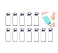 12 Pcs 10ml can Sealed Sample Vials, Clear Bottom Headspace Glass Vials, Transparent Vials with Self-Sealing Injection Port