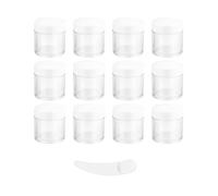 12 Pcs 10ML Empty Cosmetic Jars, Sample Pots, Travel Pots with Spatula for Cosmetics, Nail Powder, DIY Makeup Creams (12 Pcs, White)