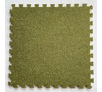 12 Pcs-12 Sq.ft. Square Interlocking Foam Tiles,Plush Floor Mat,Area Rugs,Carpet,Puzzle Play Mat,Parlor,12x12 Inch(Color:Green)