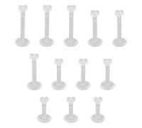 12 Pcs 16G Clear Lip Bars Flexible Labret Studs Clear Piercing Retainers Plastic Flat Back Push In Retainers Medusa Tragus Helix Cartilage Earrings Piercing Jewellery 6mm 8mm 10mm 12mm (Heart)