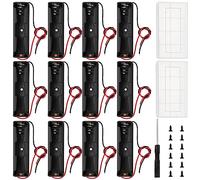 12 PCS 18650 Battery Holder, KUOQIY 1 x 3.7V Battery Holder Case with Wire Leads, with 2 PCS Plastic Battery Storage Box & Screwdrivers & Screws