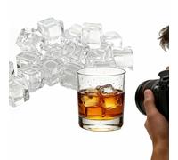 12 Pcs 18mm Clear Plastic Fake Ice Cubes, Reusable Artificial Ice Chunks for Photography, Display & Decorative Use