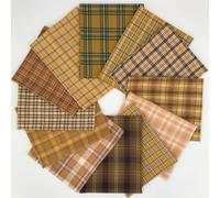 12 PCS 18x22 Inch Fall Orange Plaid Fat Quarter Precut Cotton Fabric Bundle for Hollaween Pumpkin Color Craft Thanksgiving Harvest DIY Project Sewing Patchwork Quilting