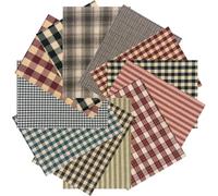 12 Pcs 18x22 Inch Vintage Christmas Plaid and Stripe Fat Quarters Precut 4oz Cotton Checker for Rustic Homespun Primitive Patchwork DIY Craft Quilting Sewing