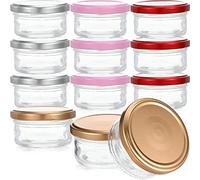12 Pcs 2.5 oz Salad Dressing Container to Go Small Glass Food Storage Containers with Lids Airtight Small Glass Jars Leak Proof Reusable Dipping Condiment Sauce Containers for Lunch Box Picnic Travel