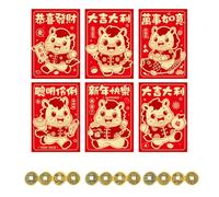 12 Pcs 2026 Chinese New Year Red Envelopes with 12 Chinese Copper Coins, Lunar New Year Hong Bao Money Gift Packets, Cute Cartoon Horse Cash Packet for Party Wedding Spring Festival Decorations